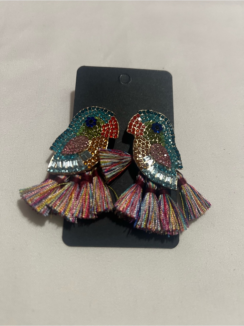 & Other Stories Multicolor Beaded Parrot Tassel Earrings